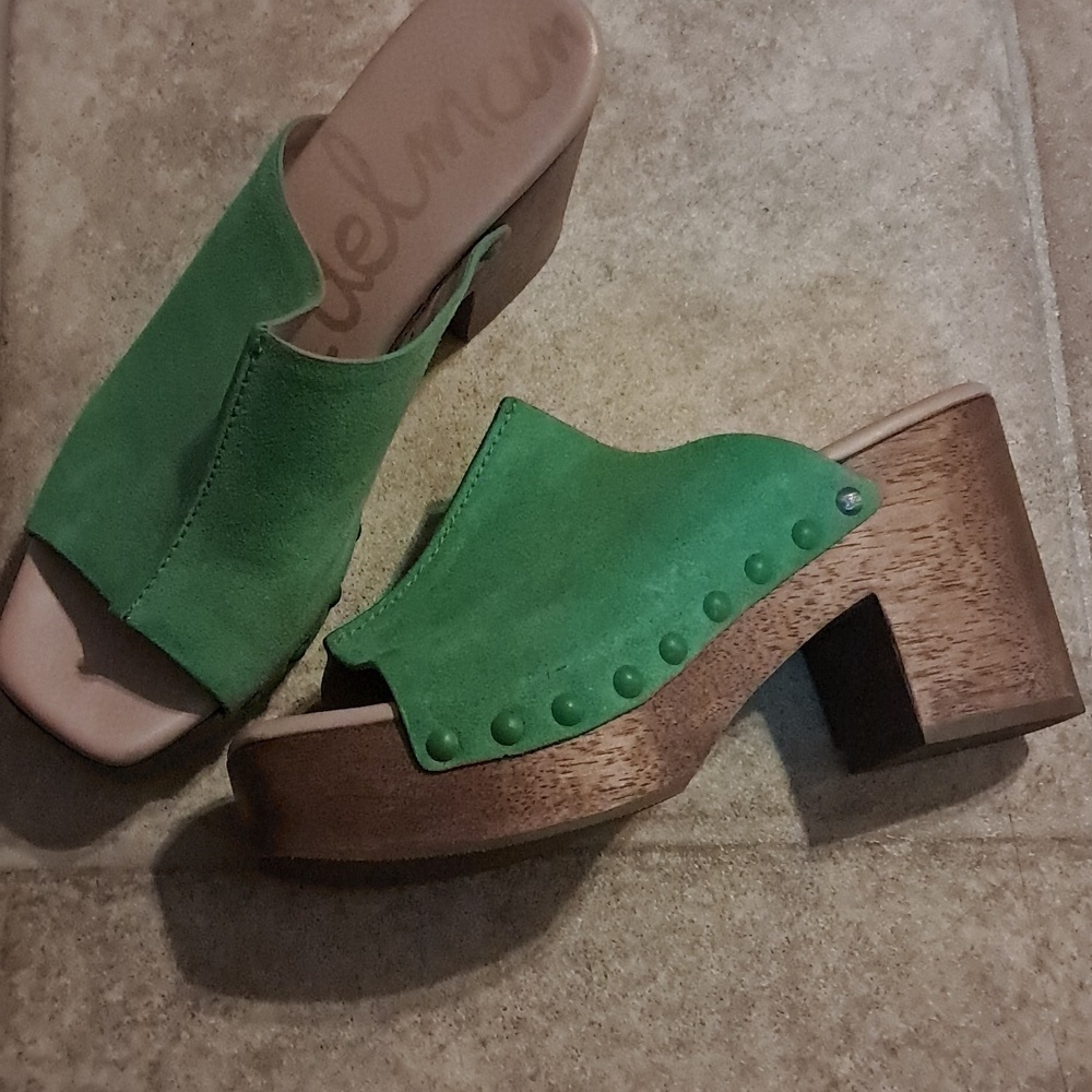 Sam Edelman Josselyn Studded Suede Boho Platform Clogs Size 7 70's Preowned - Picture 4 of 10
